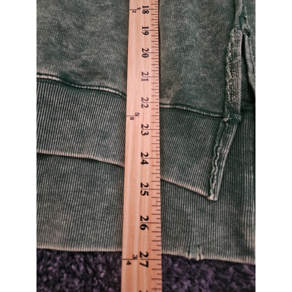 Zenana Sweatshirt Womens S/M Green Good Mineral Wash Distressed Oversized Seam - Picture 5 of 5